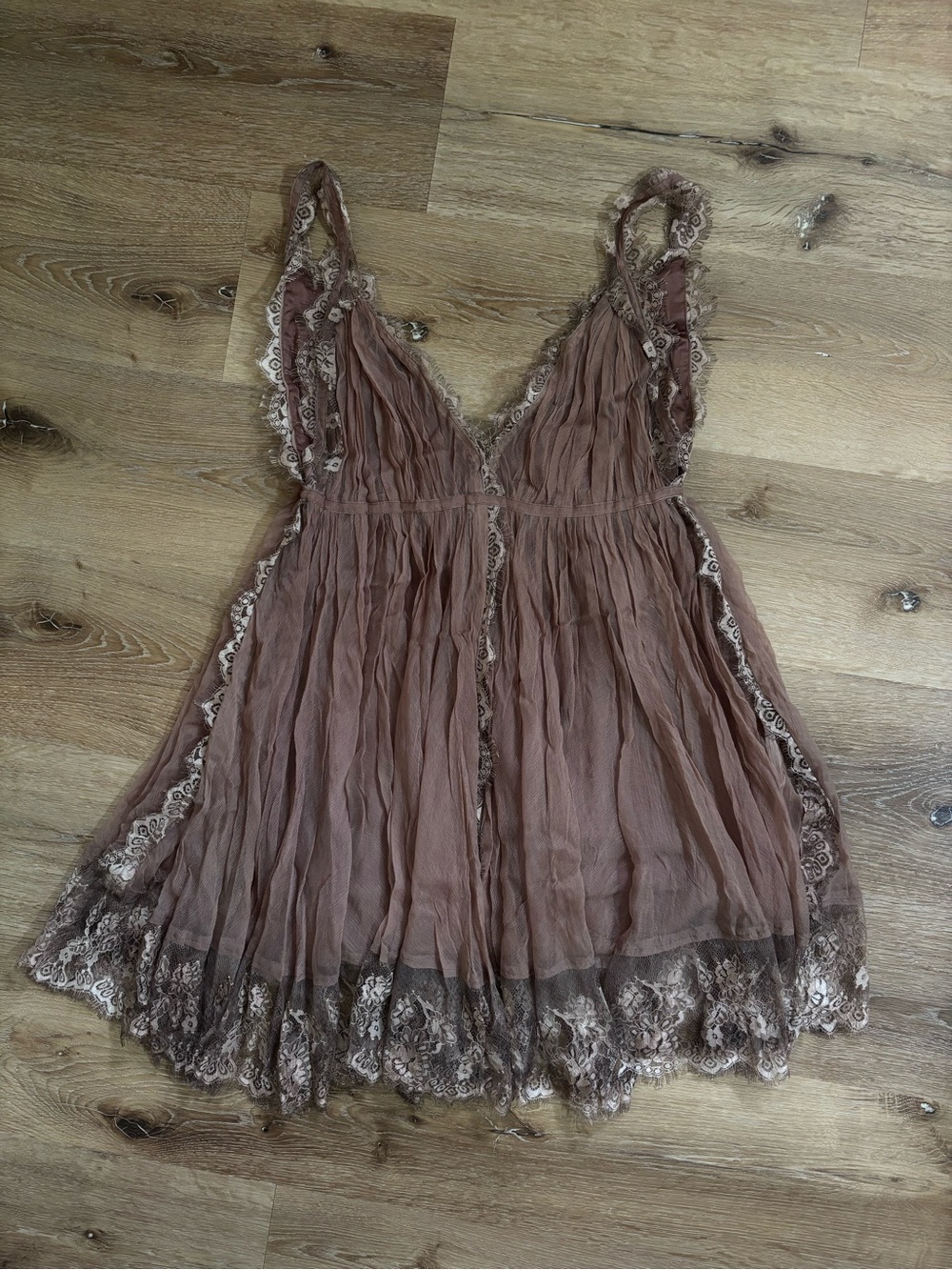 Brenda Knight x Free People Marilyn Dress Lace-Trim in Dusty Mauve